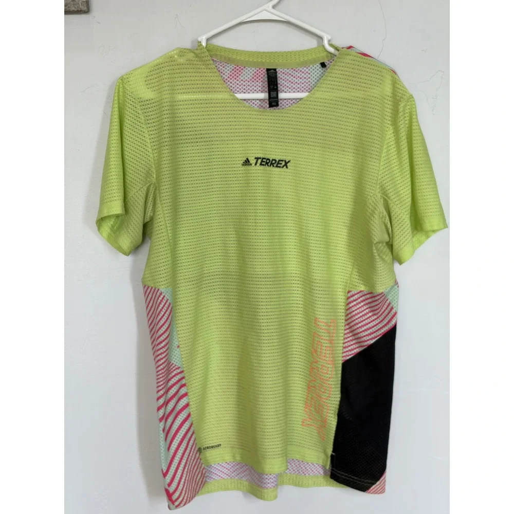 Adidas Terrex Agravic Trail Running Shirt Mens Large Pulse Lime Aeroready Mesh